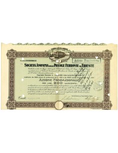 1926 - PICCOLE FERROVIE DI TRIESTE - AZIONE DI FONDAZIONE