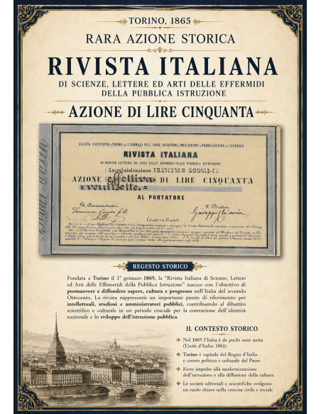 1865 - RIVISTA ITALIANA DI SCIENZE LETTERE ED ARTI DELLE EFFEMERIDI DELLA PUBBLICA ISTRUZIONE - TORINO