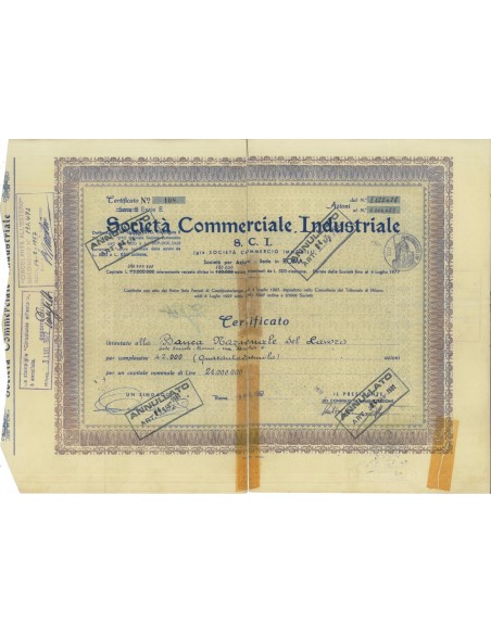 SOC. COMMERCIALE INDUSTRIALE - 42000 AZIONI ROMA 1967
