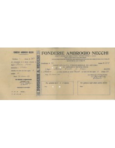 FONDERIE AMBROGIO NECCHI - 300 AZIONI PAVIA 1907