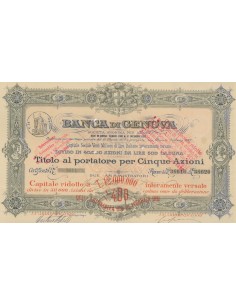 BANCA DI GENOVA 5 AZIONI 1889