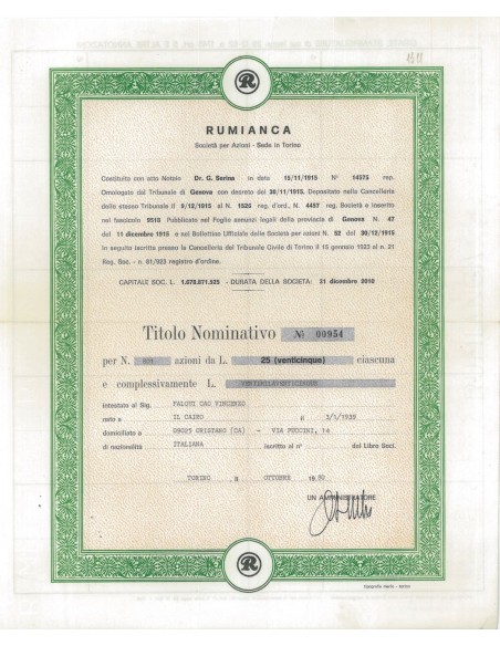 RUMIANCA - 801 AZIONI TORINO 1980