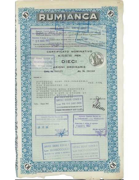 RUMIANCA - 10 AZIONI TORINO 1955