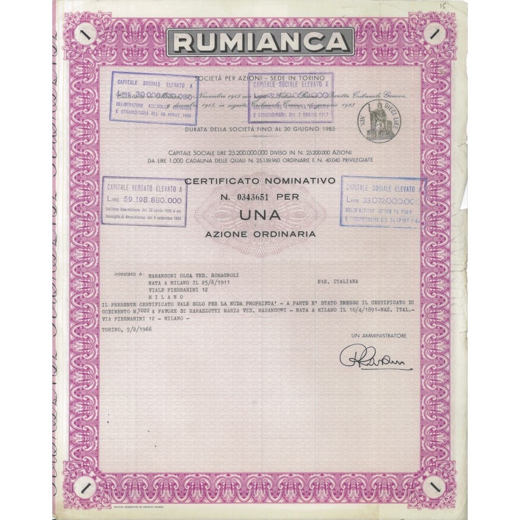 RUMIANCA - UNA AZIONE TORINO 1966