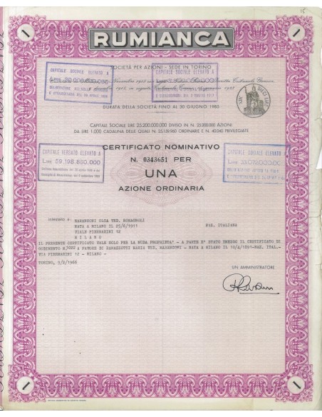 RUMIANCA - UNA AZIONE TORINO 1966