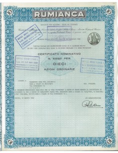 RUMIANCA - 10 AZIONi ORDINARIE TORINO 1965