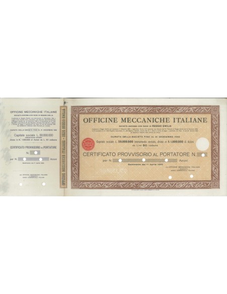 OFFICINE MECCANICHE ITALIANE - AZIONI R. EMILIA 1904