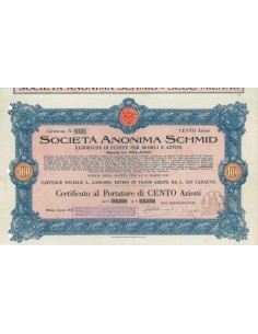 SOC. ANON. SCHMID - 100 AZIONI MILANO 1926