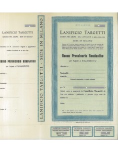 LANIFICIO TARGETTI - BUONO PROVVISORIO DI AZIONI MILANO 1949