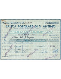 BANCA POPOLARE DI S. ANTIMO BUONO QUETANZIATO 1961