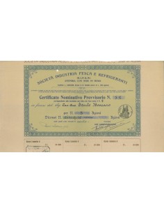 SOC. INDUSTRIA PESCA E REFRIGERANTI - 5 AZIONI ROMA 1921