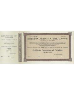 SOC. ANON. DEL LATTE - UNA AZIONE MILANO 1925