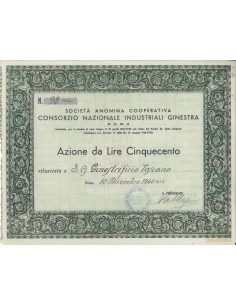 SOC. ANON. COOP. CONS. NAZ. INDUSTRIALI GINESTRA 1 AZIONE ROMA 1940