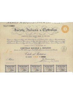 SOC. ITALIANA DI ELETTROLISI - UNA AZIONE - MILANO 1906
