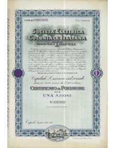 SOC. ELETTRICA COLONIALE ITALIANA - 1 AZIONE - TRIPOLI 1935