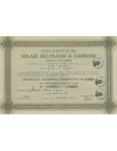 COLORIFICIO SOLARI BELTRANDI & CARBONE 50 AZIONI GENOVA 1947