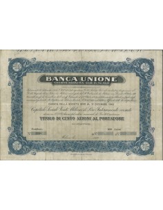 BANCA UNIONE - 100 AZIONI - MILANO 1930