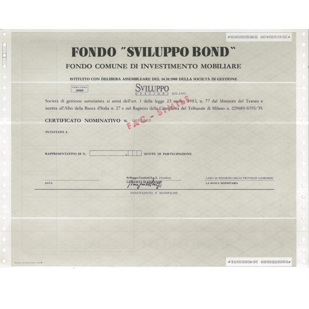 FONDO SVILUPPO BOND - QUOTE DI PARTECIPAZIONE 1983