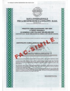 BANCA INT. RICOSTRUZUONE E SVILUPPO B.I.R.S. - OBBLIGAZIONE 1997