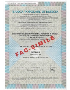 BANCA POP. DI BRESCIA - 10000 OBBLIGAZIONI - BRESCIA 1997