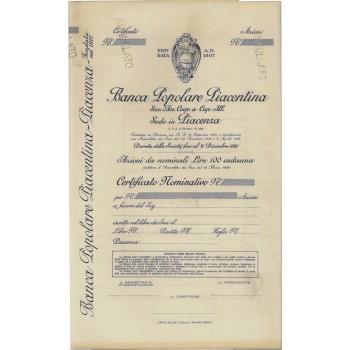 BANCA POP. PIACENTINA - AZIONI PIACENZA 1867