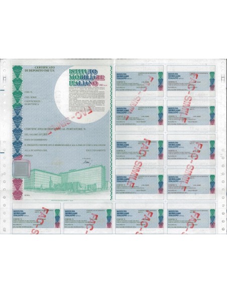 ISTITUTO MOBILIARE ITALIANO - CERT. DI DEPOSITO ROMA