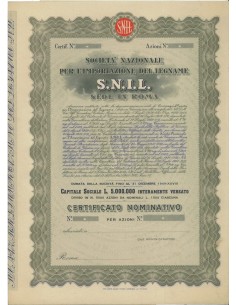 SOC. NAZ. PER L'IMPORTAZIONE DEL LEGNAME SNIL - AZIONI ROMA 1939