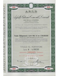 A.B.C.D. ASFALTI BITUMI CEMENTI DERIVATI - 50 OBBLIGAZ. PALERMO 1963