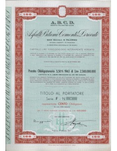 A.B.C.D. ASFALTI BITUMI CEMENTI DERIVATI - 100 OBBLIGAZ. PALERMO 1963