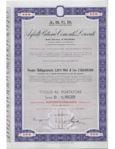 A.B.C.D. ASFALTI BITUMI CEMENTI DERIVATI - 250 OBBLIGAZ. PALERMO 1963
