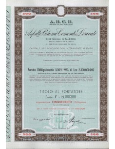 A.B.C.D. ASFALTI BITUMI CEMENTI DERIVATI - 500 OBBLIGAZ. PALERMO 1963