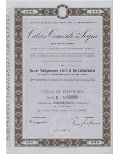 CALCI E CEMENTI DI SEGNI - 500 OBBLIGAZIONI ROMA 1962