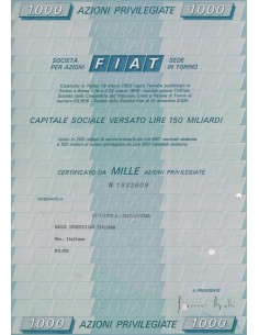 FIAT 1000 AZIONI PRIVILEGIATE TORINO