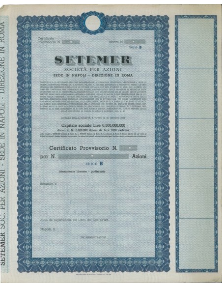 SETEMER - AZIONI - NAPOLI 1927