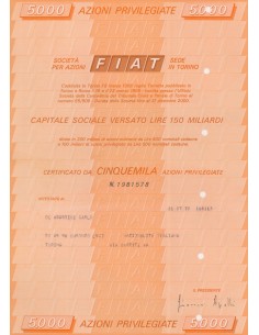 FIAT 5000 AZIONI PRIVILEGIATE TORINO 1972