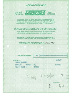 FIAT CERTIFICATO PROVVISORIO DI 4 AZIONI TORINO 1981