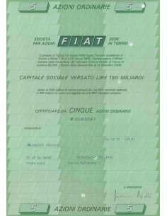 FIAT 5 AZIONI ORDINARIE TORINO 1972