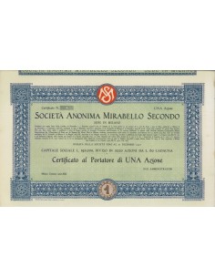 SOC. ANON. MIRABELLO SECONDO - 1 AZIONE MILANO 1935