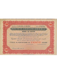 SOC. ANON. OROBIA -100 AZIONI LECCO 1941