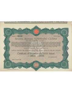 SOC.A NON. TOMMASO CUSINI - 100 AZIONI - MILANO 1929