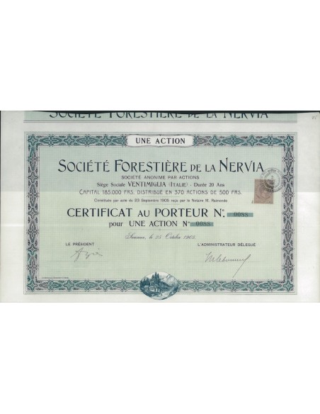 SOC. FORESTIERE DE LA NERVIA 1 ACTION SANREMO 1905