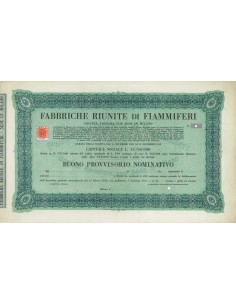 FABBRICHE RIUNITE DI FIAMMIFERI - BUONO PROVVISORIO MILANO 1898