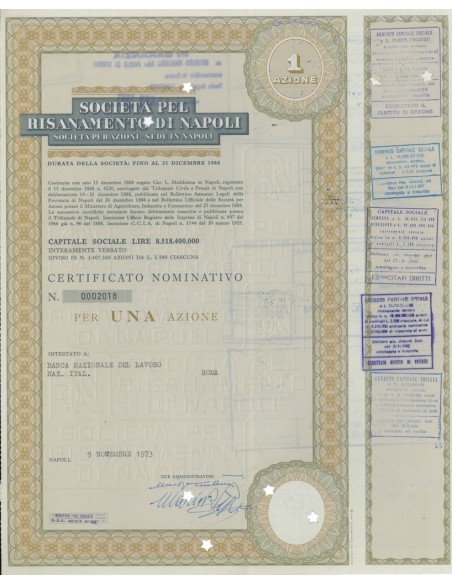 SOCIETÀ PEL RISANAMENTO DI NAPOLI 1 AZIONE 1972