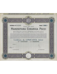 MANIFATTURA CERAMICA POZZI - 50 AZIONI MILANO 1906