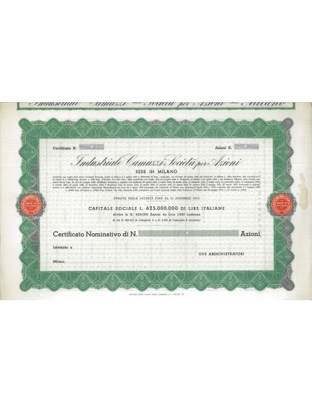 INDUSTRIALE CAMUZZI SPA - AZIONI MILANO 1929
