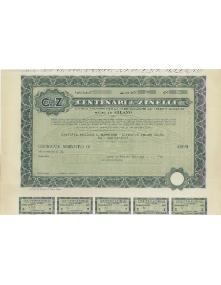 CENTENARI E ZINELLI - AZIONI MILANO 1939