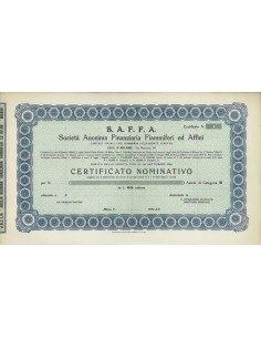 S.A.F.F.A. SOC.ANON.FINANZIARIA FIAMMIFERI E AFFINI - AZIONI MILANO 1934