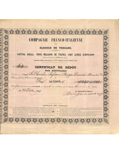 COMPAGNIE FRANCO-ITALIENNE DES ALCOOLS DE TOSCANE ACTION 1854