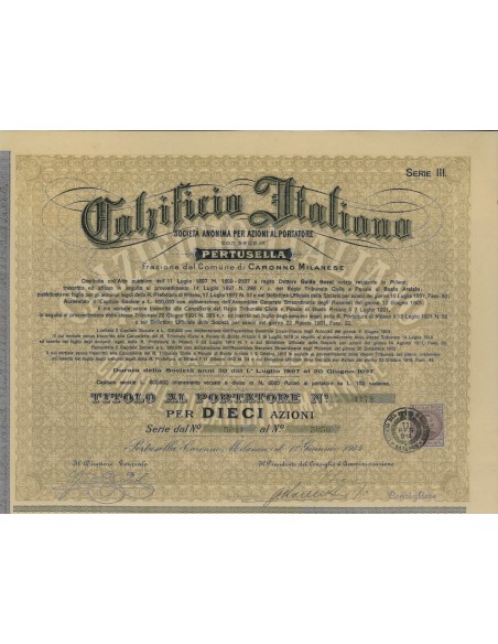 CALZIFICIO ITALIANO - UNA AZIONE C. PERTUSELLA 1914