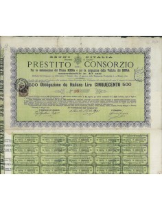 PREST. DEL CONS. PER IL FIUME MERA E L`IRRIGAZ. VALLATA DEL MERA 500 OBBLIGAZIONI CHIAVENNA 1879